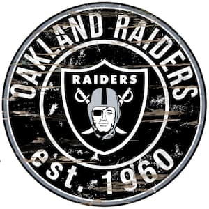 24" NFL Oakland Raiders Round Distressed Sign