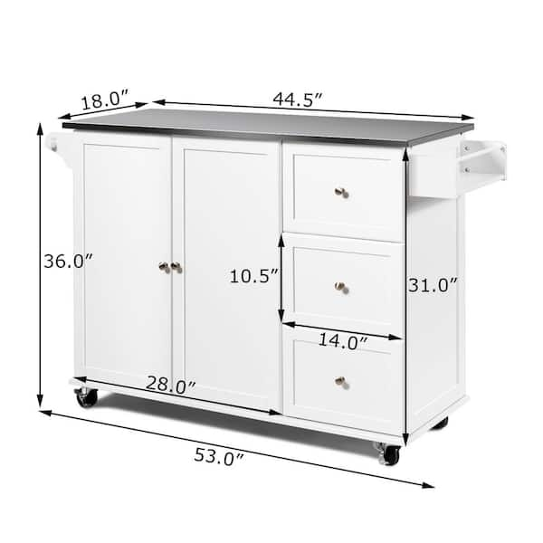 Costway White Kitchen Island with 2-Door Storage Cabinet HW64505 - The Home  Depot