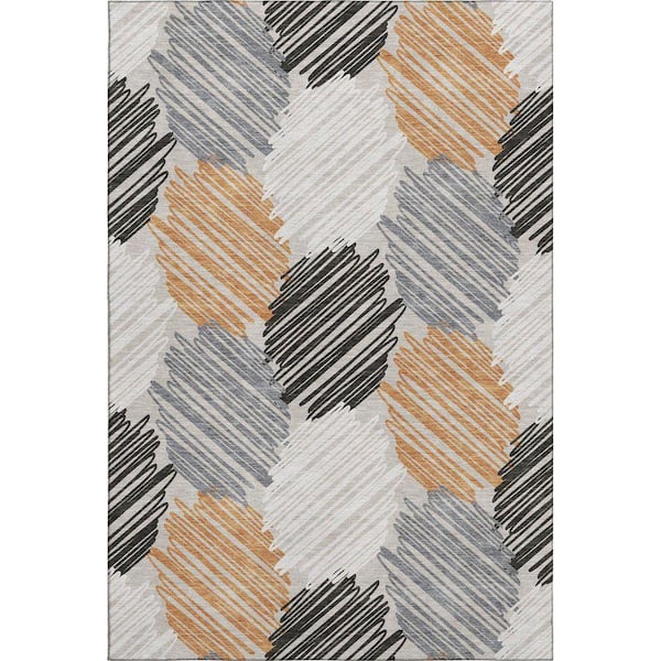 Mayfield Premium Machine Washable Abstract AMF1942 Copper 10 ft. x 14 ft. Area Rug
