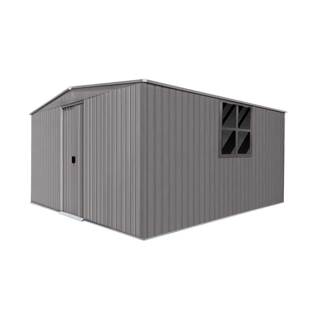 13 ft. W x 11 ft. D Metal Storage Shed with 1 Lockable Door and 1 Window in Grey (143 sq. ft.) price history on PriceWatchPro