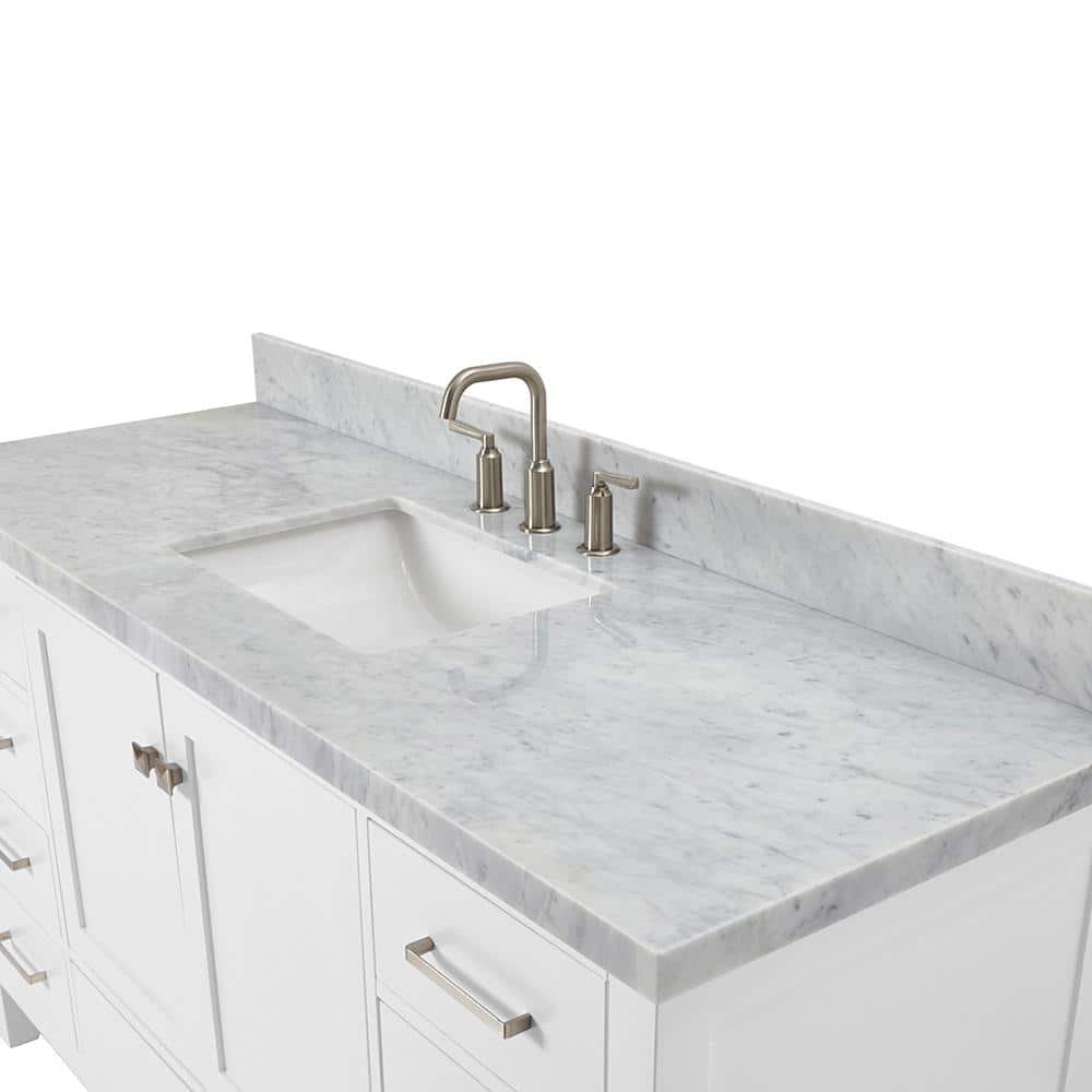 Cambridge 61" White Marble Top Single Vanity with Storage