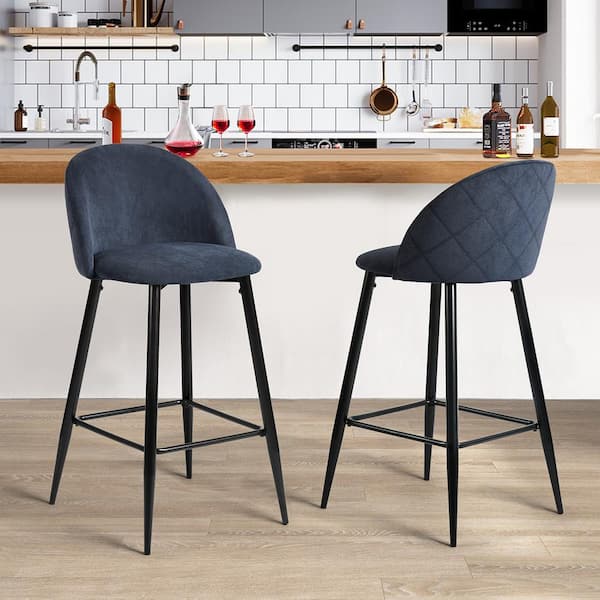 Terry Blue Barstool Seat Side Chairs, Blue Kitchen Bar Stools