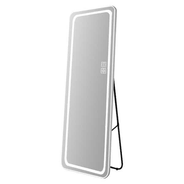 Unbranded 16 in. W x 63 in. H Rectangular Aluminum Framed LED Wall Mount or Floor Standing Dimmable Bathroom Vanity Mirror