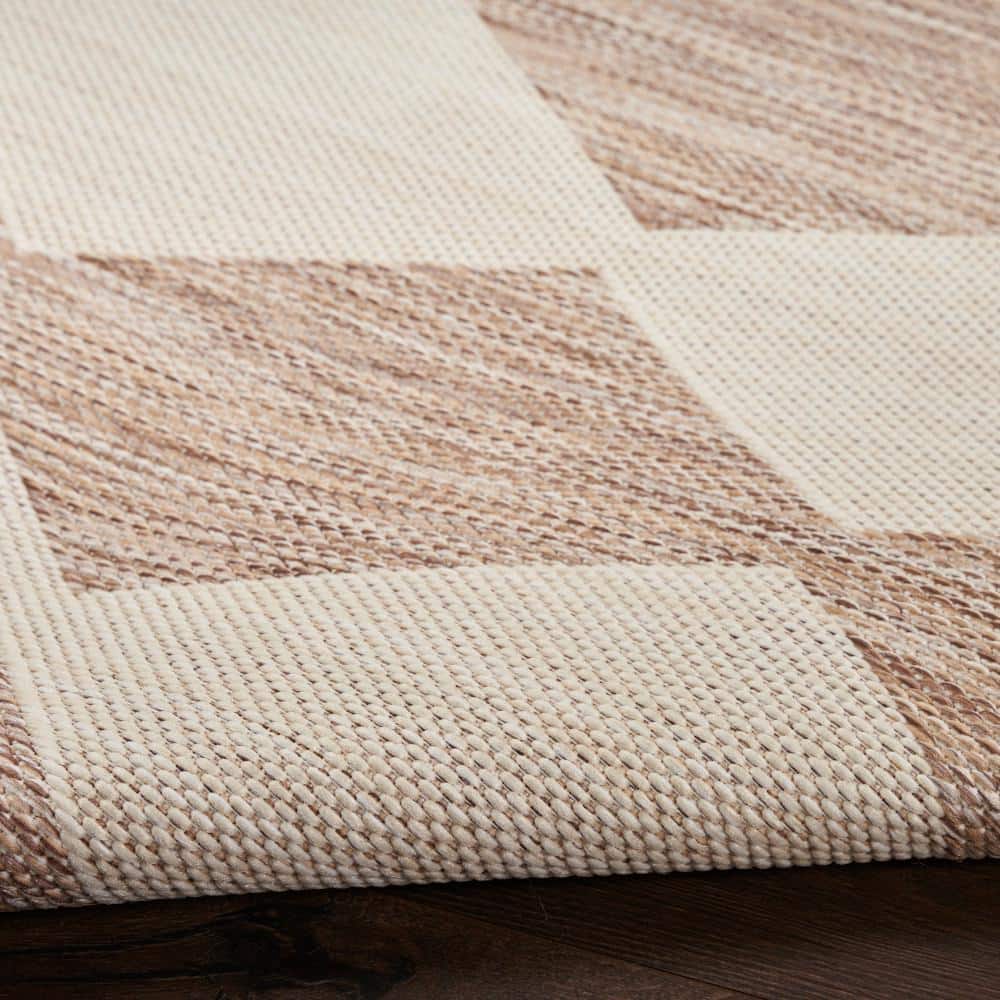 Beige Diamond Pattern Flat Woven Synthetic 8' x 10' Area Rug