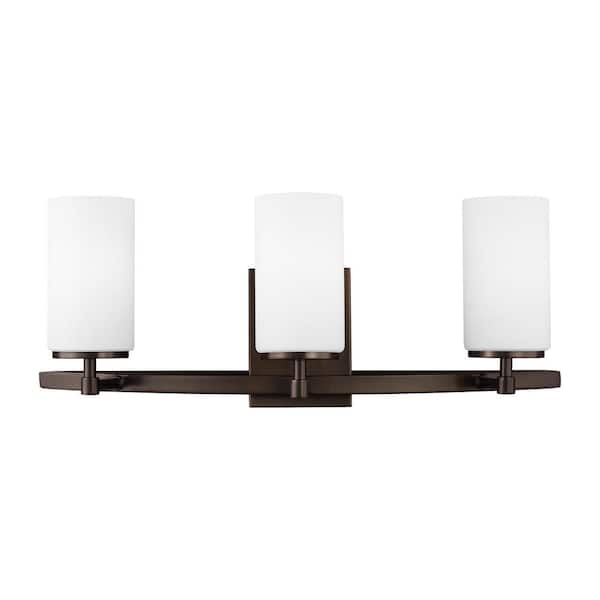 Alturas 22 in. 3-Light Brushed Oil Rubbed Bronze Modern Contemporary Wall Bathroom Vanity Light with Satin Etched Glass