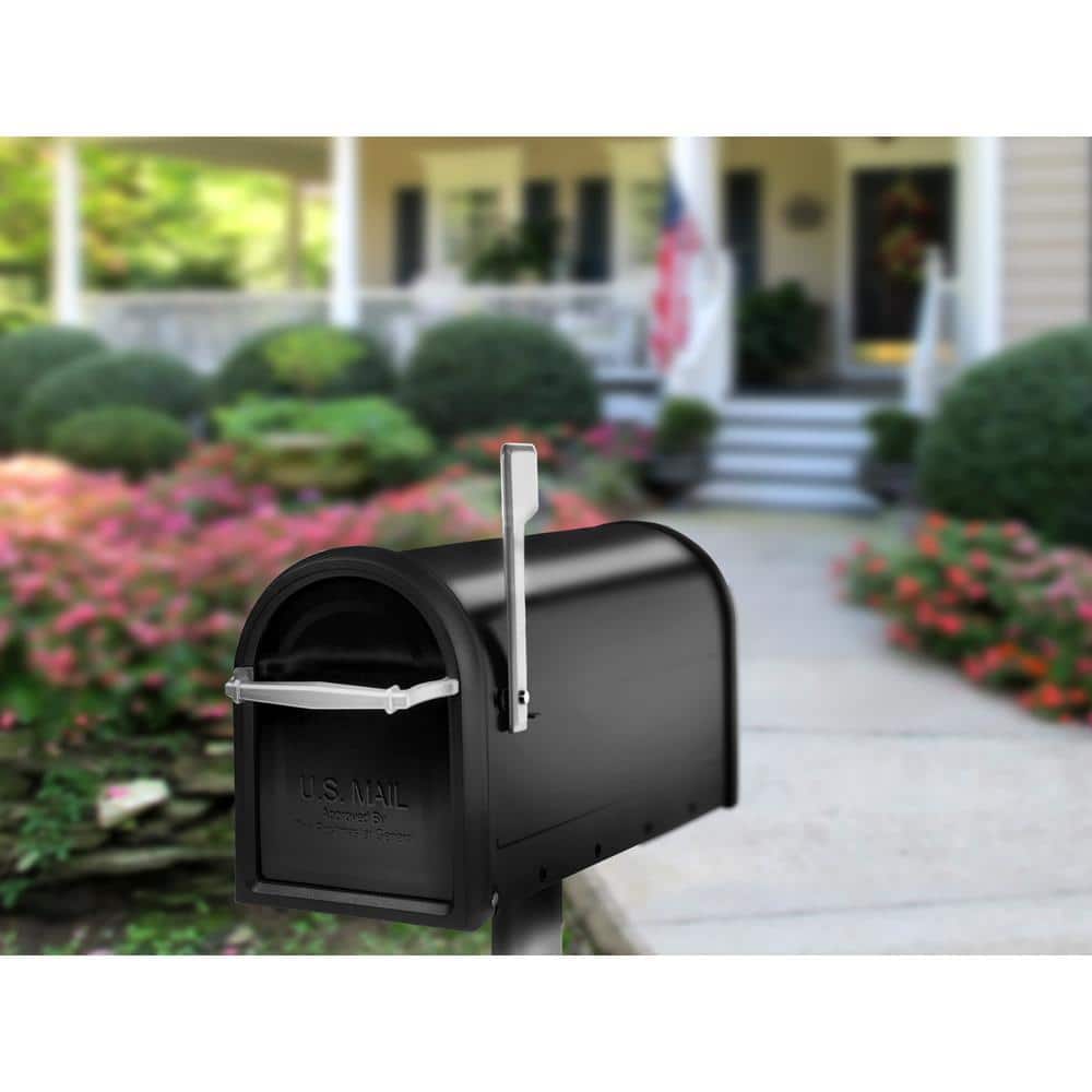 Chadwick Black Aluminum Post Mount Mailbox with Nickel Accents