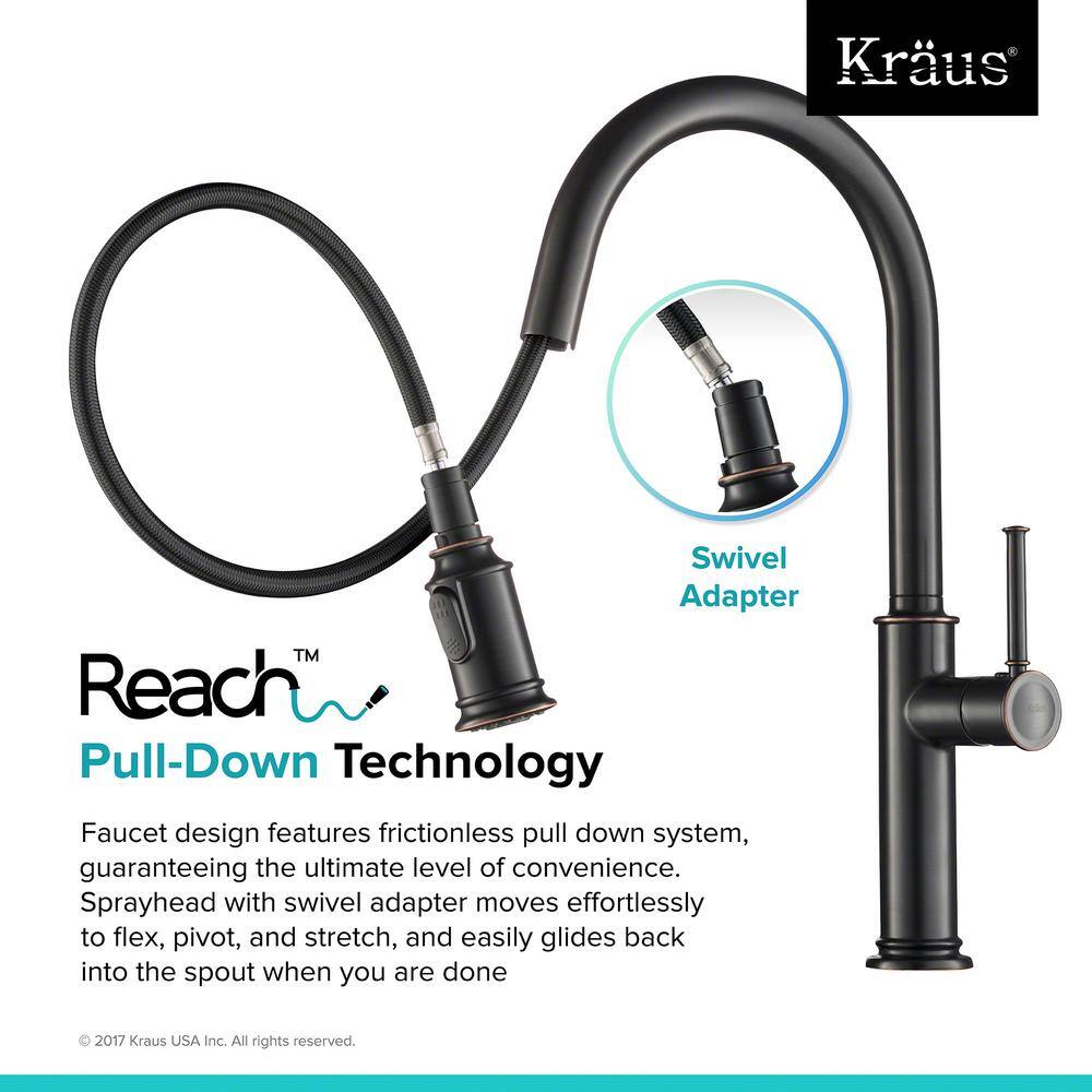 Oil Rubbed Bronze Pull-Down Kitchen Faucet with Soap Dispenser