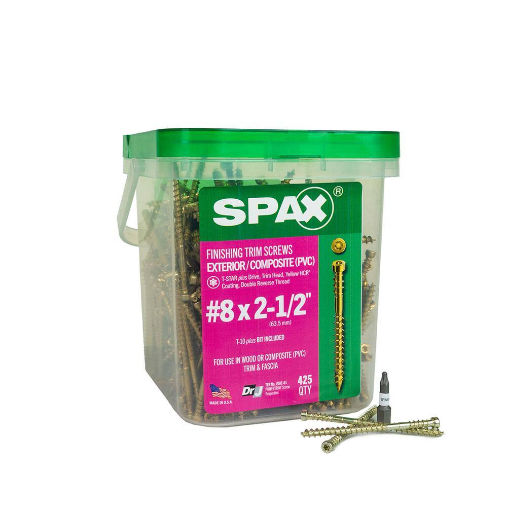 SPAX 8 x 21/2 in Yellow Double Thread Torx Drive Round Head (Exterior Rated) Trim Screws 425CT