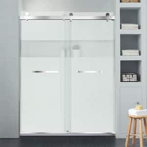 46 in.-48 in. W x 76 in. H Double Sliding Frameless Shower Door Brushed Nickel with Smooth Sliding,3/8 in. (10mm)Glass
