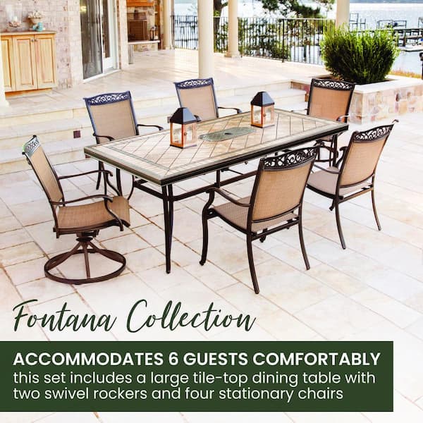 Tile Top Hanover Piece Dining Set Hanover Fontana 7-Piece Aluminum