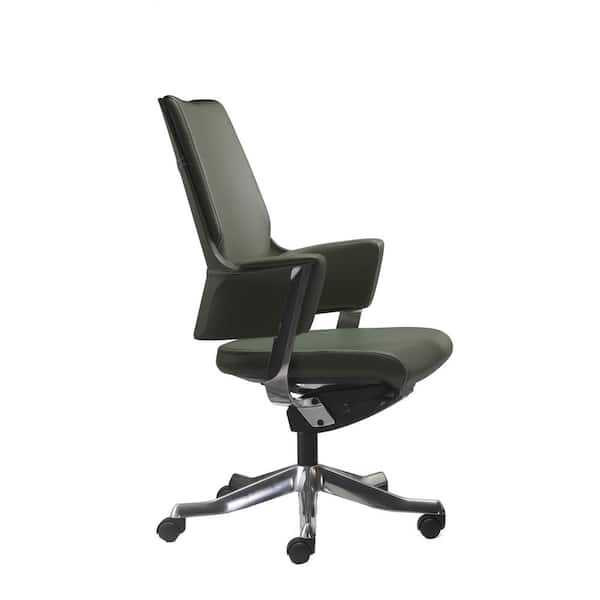 Nyhus Eastside Genuine Leather Medium Back Office Chair, Grey Adjustable Height Chair