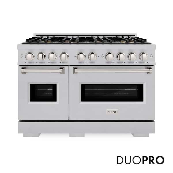 48 in. 6.7 cu. ft. Classic Dual Fuel Range with 8 Burner DuoPro Cooktop and Dual Ovens in Satin Stainless Steel