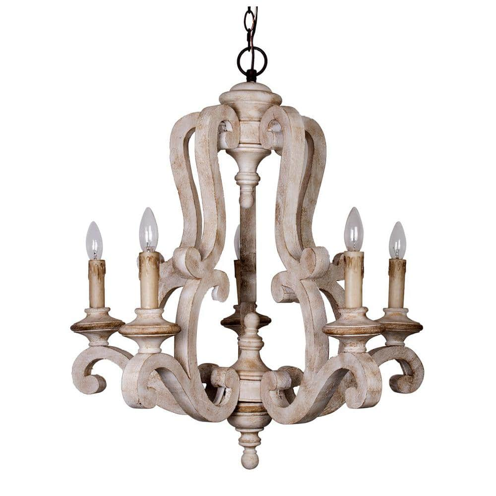 Parrot Uncle Bella 5-Light Antique Distressed Wood Empire Farmhouse ...