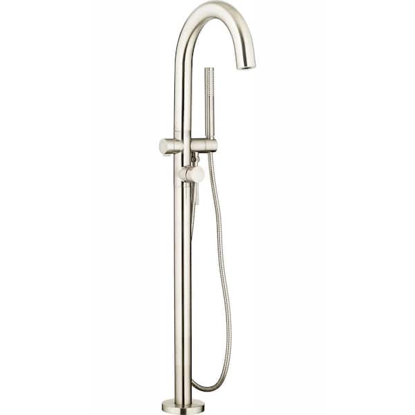 American Standard Contemporary Round Single-Handle Freestanding Tub Filler for Flash Rough-in Valve with Hand Shower in Brushed Nickel