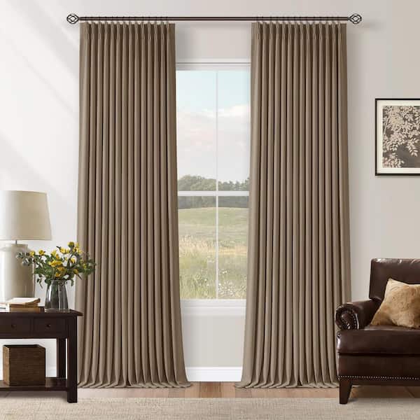 Latte Linen Pinch Pleated 40 in. W x 96 in. L Back Tab Blackout