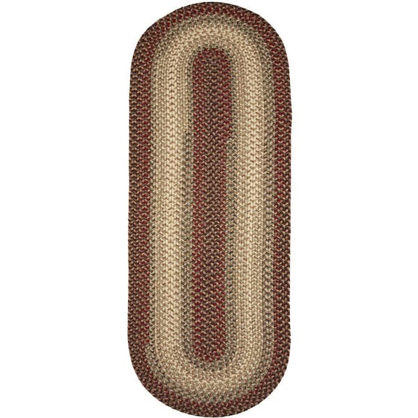 Ombre Spanish Red 2 ft. x 6 ft. Indoor/Outdoor Braided Runner Rug