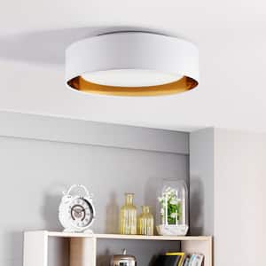 Naomi 15.75 in. White and Gold Flush Mount Lighting Fixture