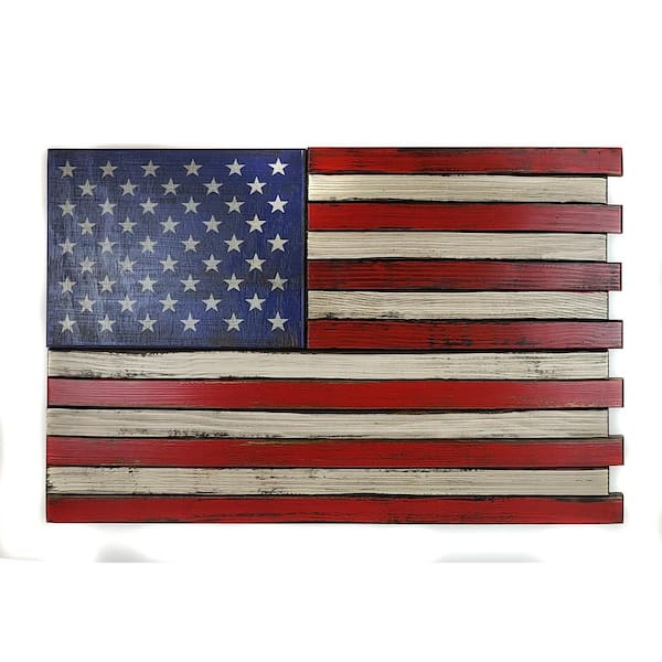American Furniture Classics Small American Flag Wall Hanging Gun Concealment with Two Secret Compartments