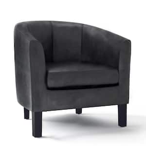Austin 30 in. Wide Contemporary Tub Chair in Distressed Black Faux Leather
