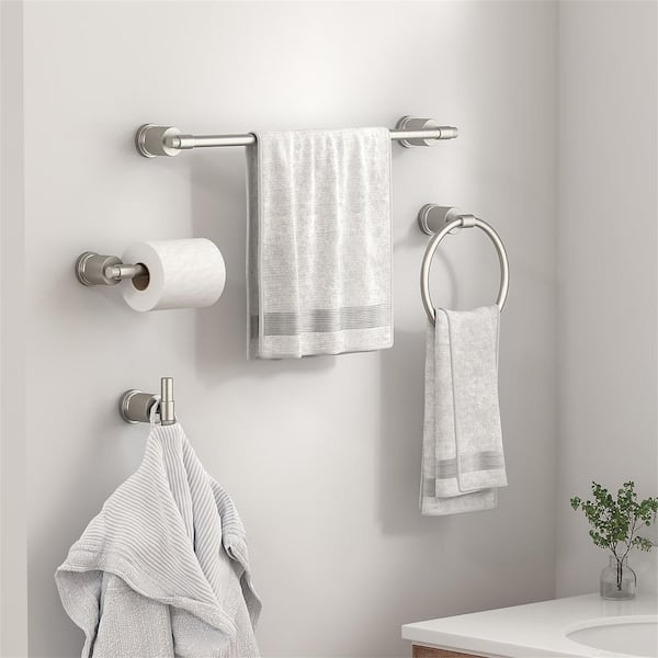 FORIOUS Bathroom Accessories Set 4-pack Towel Bar, Toilet Paper