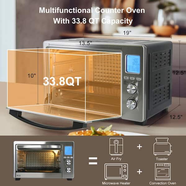 Toaster Oven, 34QT Extra Large 1750W Air Fryer Oven with 12 Cooking  Functions