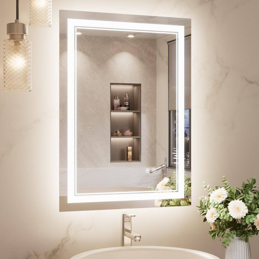 20 in. W x 28 in. H Rectangular Frameless LED Lighted Wall Bathroom Vanity Mirror 3 Colors Dimmable Light and Anti-Fog price history on PriceWatchPro