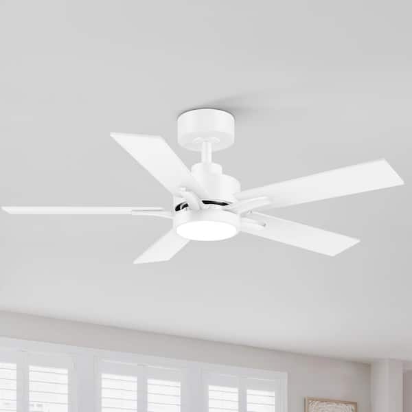 Charlie 42 in. Integrated LED Indoor White Ceiling Fans with Light and Remote Control Included
