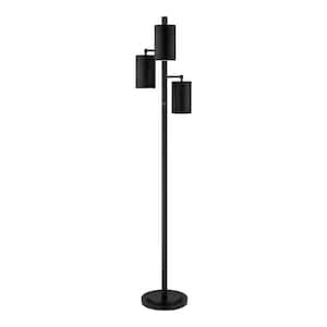 Brimfield 62 in. Matte Black Steel 3-Light Standard Indoor Floor Lamp with Black Metal Shade