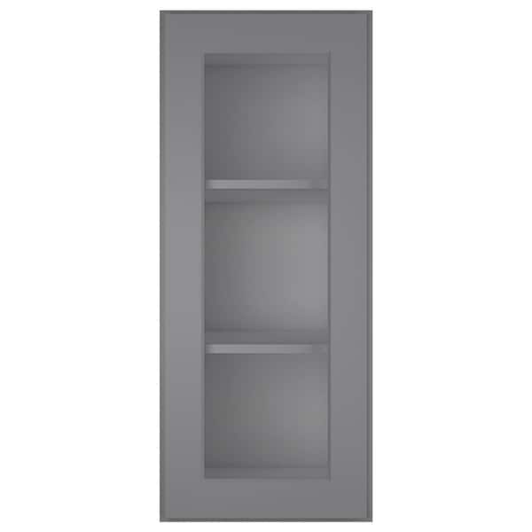 15 in. W X 12 in. D X 36 in. H in Shaker Gray Plywood Ready to Assemble Wall Kitchen Cabinet with 1-Door 3-Shelves