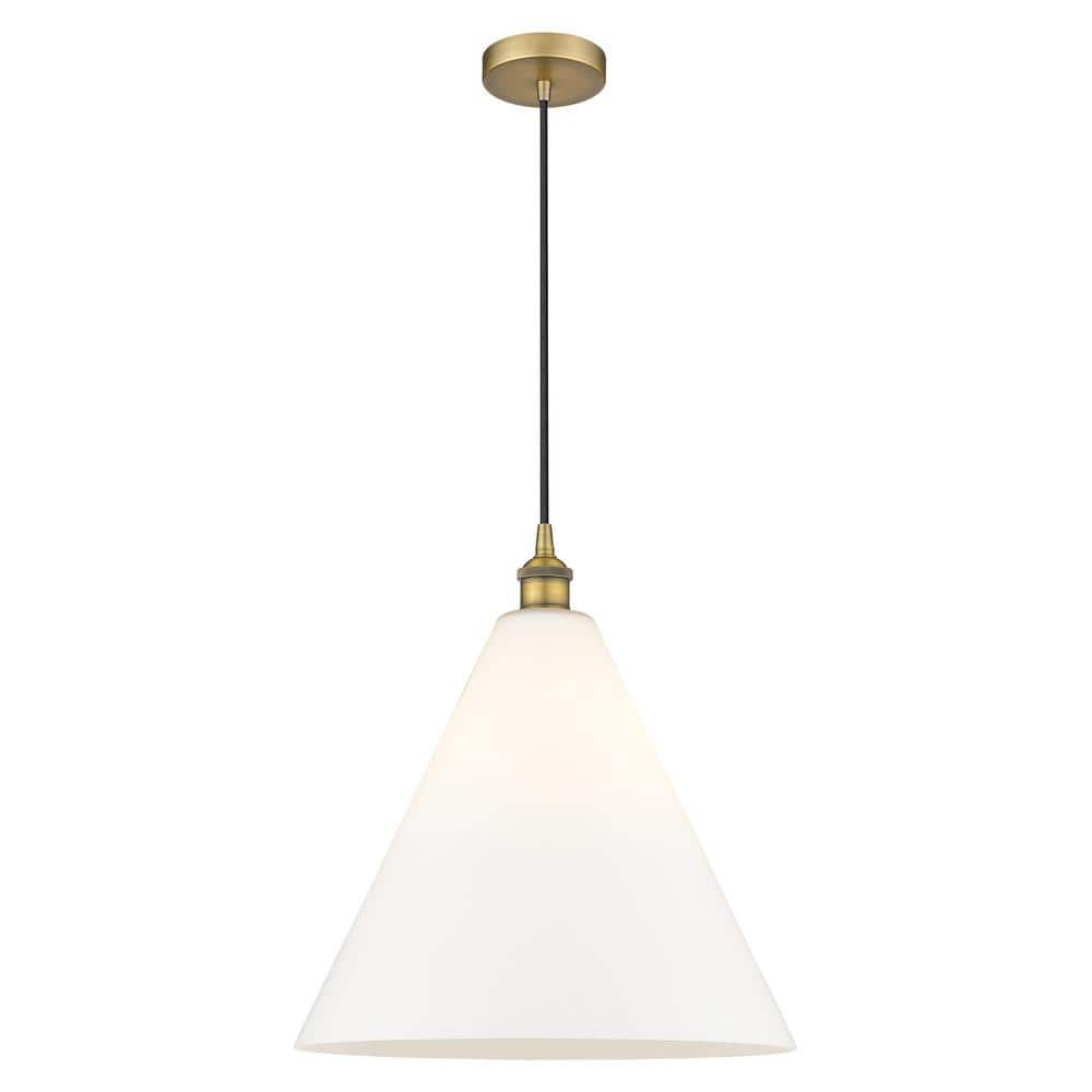 Edison Cone 60-Watt 1-Light Brushed Brass Shaded Mini Pendant Light with Painted Glass Shade price history on PriceWatchPro