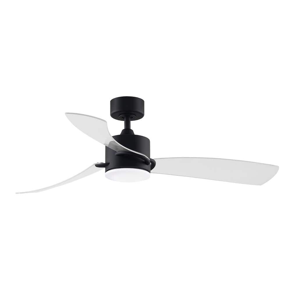 SculptAire 52" Black Composite 3-Blade Ceiling Fan with Opal Frosted Light