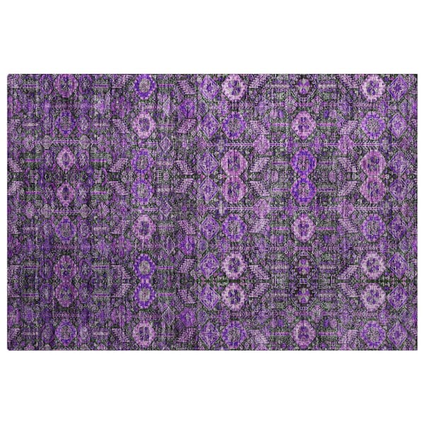Dream Shag Premium Machine Washable Abstract ADS574 Purple 3 ft. x 4 ft. Area Rug