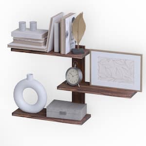 Passi Farmhouse Decor : Wall Mount 3 Tiers Floating Shelves Solid Wood : Burnt Brown