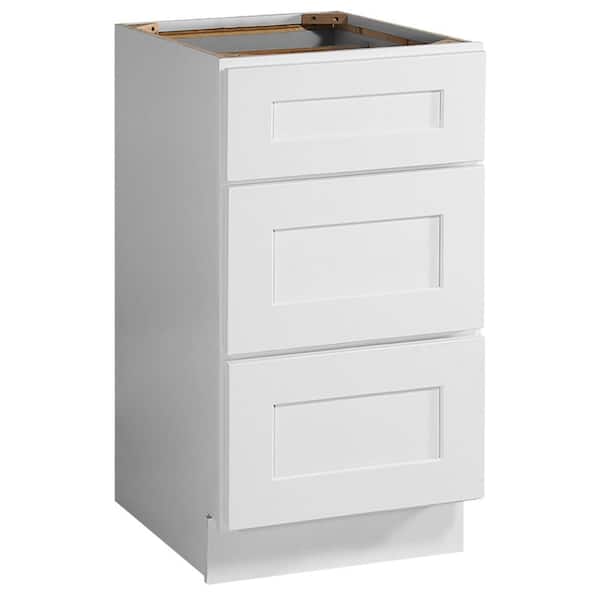 Design House Brookings Solid Wood Assembled Shaker 18 in. x 34.5 in. x 24 in. 3 Drawer Base Kitchen Cabinet 3DB18 in White