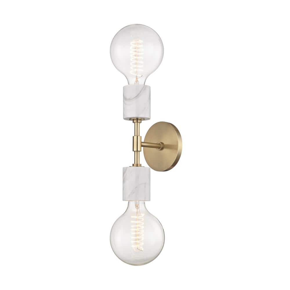 MITZI HUDSON VALLEY LIGHTING Asime 2-Light Aged Brass Wall Sconce  H120102-AGB