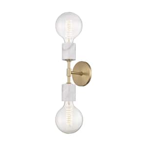 Asime 2-Light Aged Brass Wall Sconce