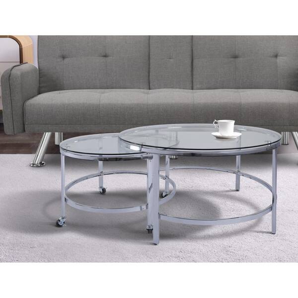 small round silver coffee table