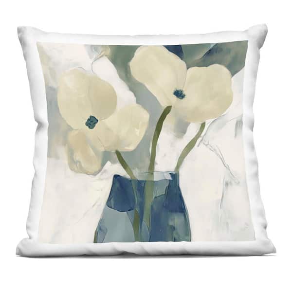 Simple Yellow Petals Yellow Abstract Zipper Polyester 18 in. X 18 in. Throw Pillow