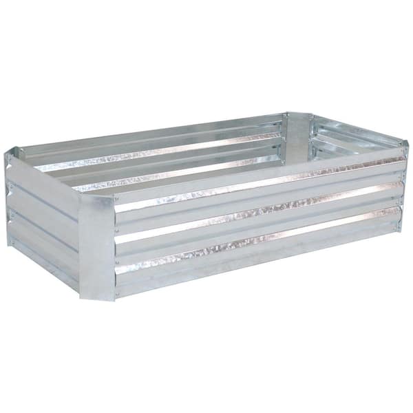 Cisvio 48 in. L x 11.75 in. H Silver Corrugated Galvanized Steel Rectangular Garden Bed for Plants, Vegetables and Flowers