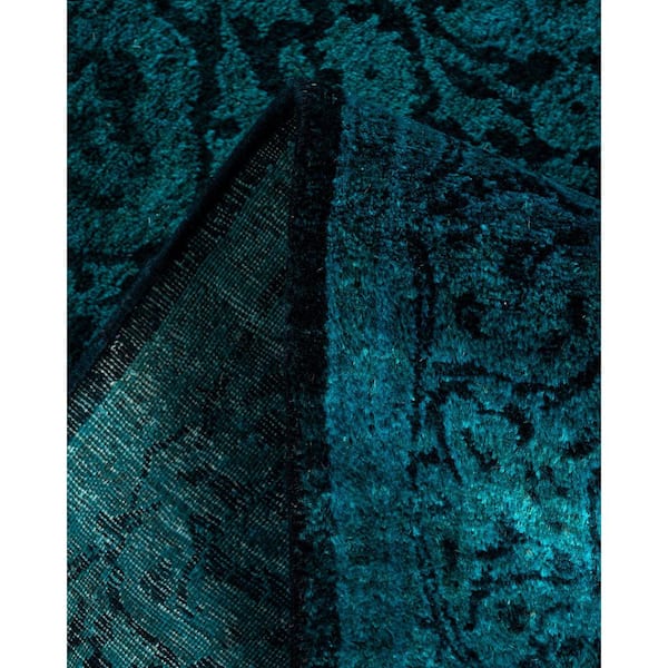 Overdyed Black 2 ft. x 8 ft. Solid Wool Indoor Runner Rug