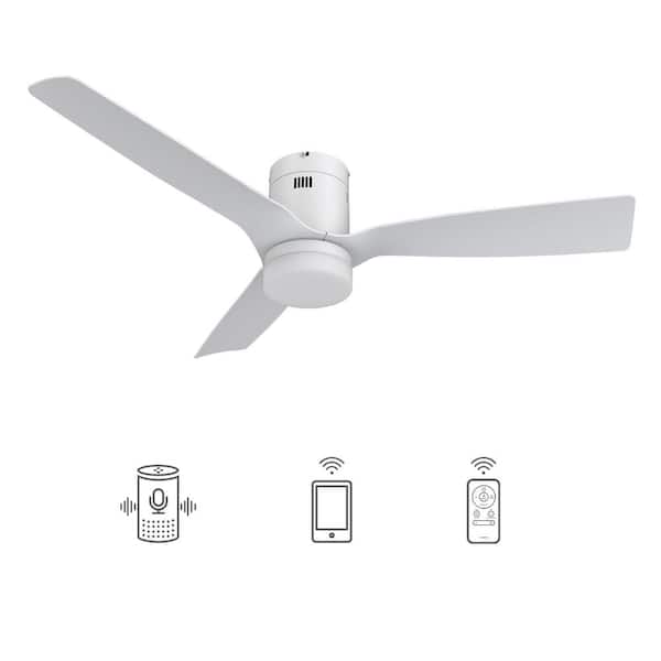 CARRO Striver 48 in. Dimmable LED Indoor White Smart Ceiling Fan with Light and Remote, Works with Alexa and Google Home