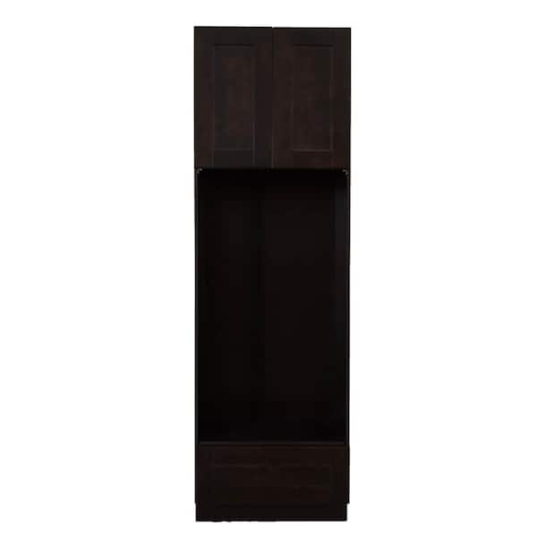 LIFEART CABINETRY Anchester Assembled 30 in. x 84 in. x 24 in. Double Oven Cabinet in Dark Espresso