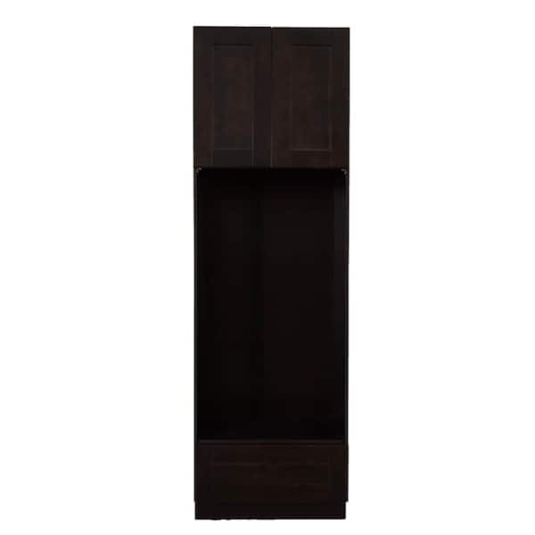 LIFEART CABINETRY Anchester Assembled 30 in. x 96 in. x 24 in. Double Oven Cabinet in Dark Espresso