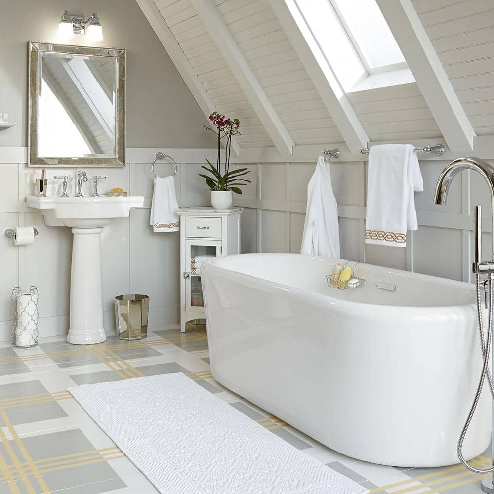 Polished Chrome Freestanding Tub Filler with Hand Shower