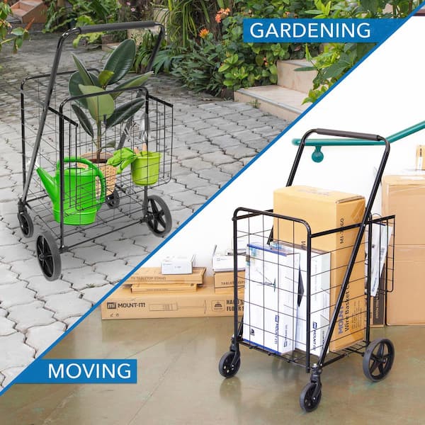 4 Wheels Foldable Shopping Wheel Trolley Cart Grocery Folding Market Moving  Box