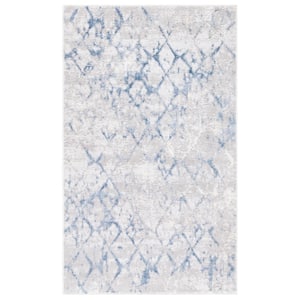 Amelia Light Gray/Blue Doormat 3 ft. x 5 ft. Abstract Diamond Area Rug