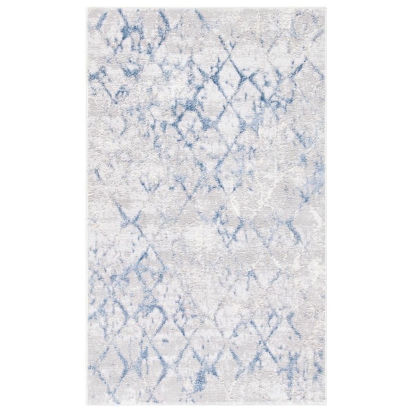 SAFAVIEH Amelia Light Gray/Blue Doormat 3 ft. x 5 ft. Abstract Diamond Area Rug