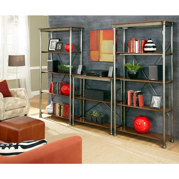 HOMESTYLES 13-Shelf 114 in. W x 76 in. H x 16 in. D, Wood and Steel Orleans Storage Shelving Unit