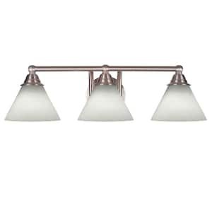 Madison 8.25 in. 3-Light Bath Bar, Brushed Nickel, White Muslin Glass Vanity Light