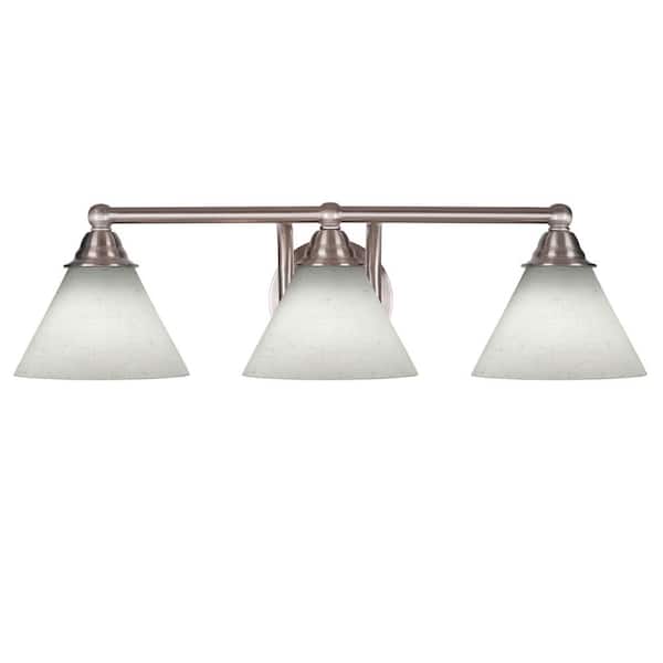 Madison 8.25 in. 3-Light Bath Bar, Brushed Nickel, White Muslin Glass Vanity Light